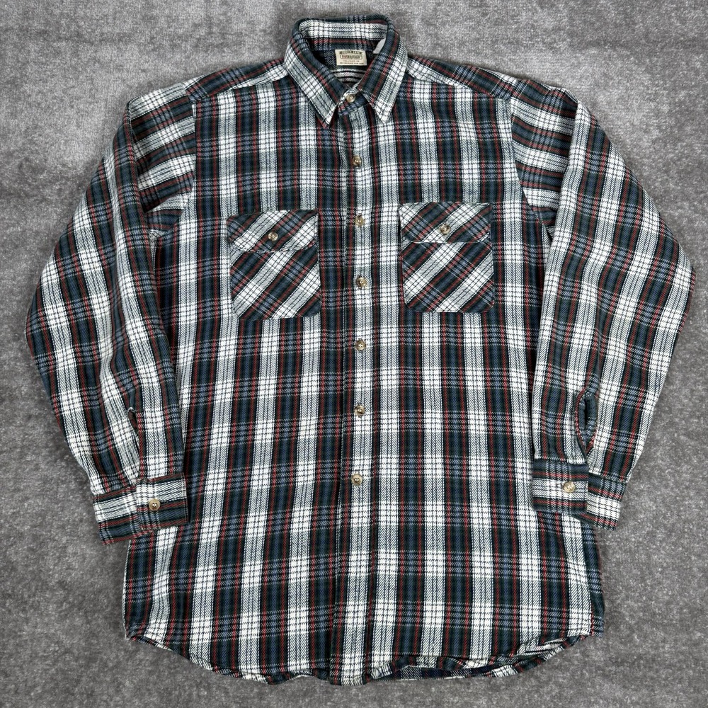 Vintage Five Brother Shirt Men's Medium Tallman Green Plaid Flannel Flap Pockets